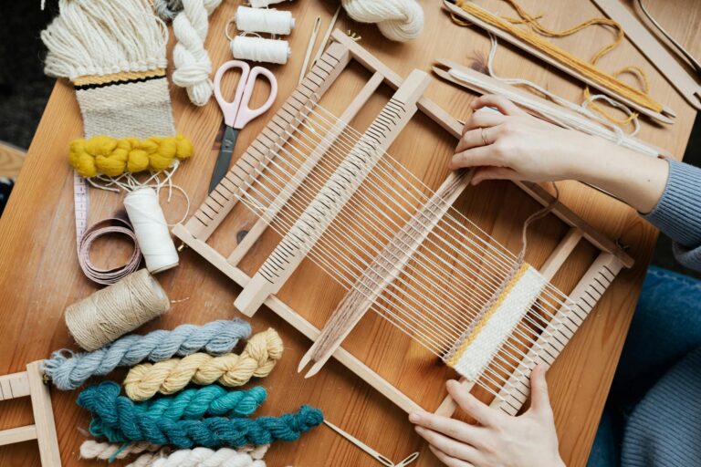 Top View Photo of Person Weaving